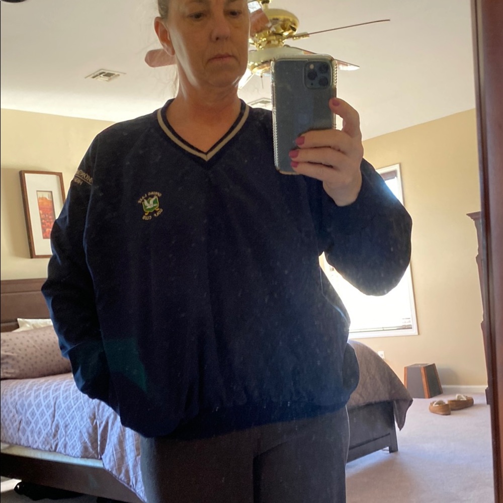 Unisex navy and tan golf windjacket